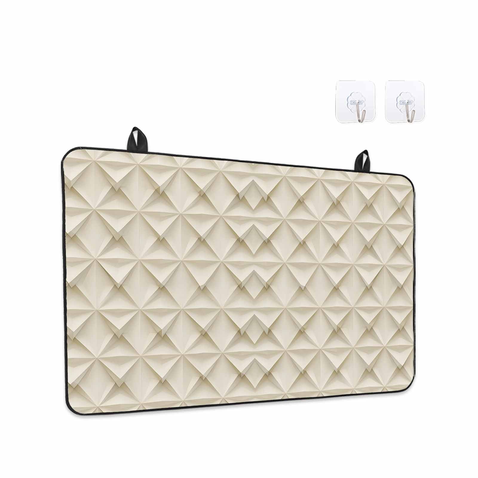 Beige Geometric Stove Top Cover for Electric Stove, Heat-proof & Non Slip Glass Top Stove Cover Protector, Simplistic Chic Rustic Hexagon Pattern Kitchen Flat Cooktop Rubber Mat 24x21 Inches