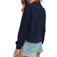thumbnail image 4 of Spring Fall Long Sleeve Women Solid Ribbed Henley Casual Crop Sweatshirt, 4 of 6