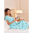 thumbnail image 4 of Avidlove Women's Short Sleeve Nightgown Long Nightshirts Pleated Sleep Dress Sleepwear with Pockets, 4 of 7