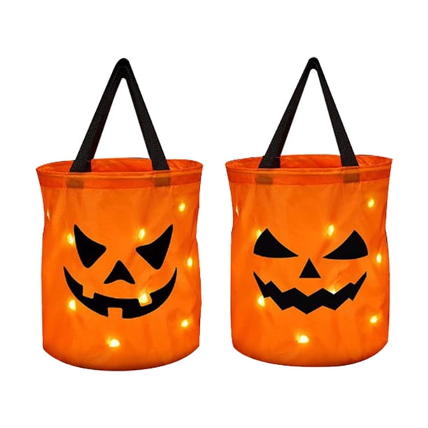 Billuyoard Bolsas de dulces de Halloween con asa Cesta de regalo de regalo de Acción de Gracias reutilizable Cubo de almacenamiento plegable grande Adornos Kits de decoración para fiestas Billuyoard HA070470-01