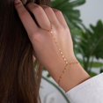 thumbnail image 4 of Turandoss Hand Chain Bracelets for Women Dainty 14K Gold Plated Adjustable Sparkle Glitter Flat Finger Rings Hand Chain Personalized Fashion Jewelry Accessories Mothers Day Birthday Gifts, 4 of 8