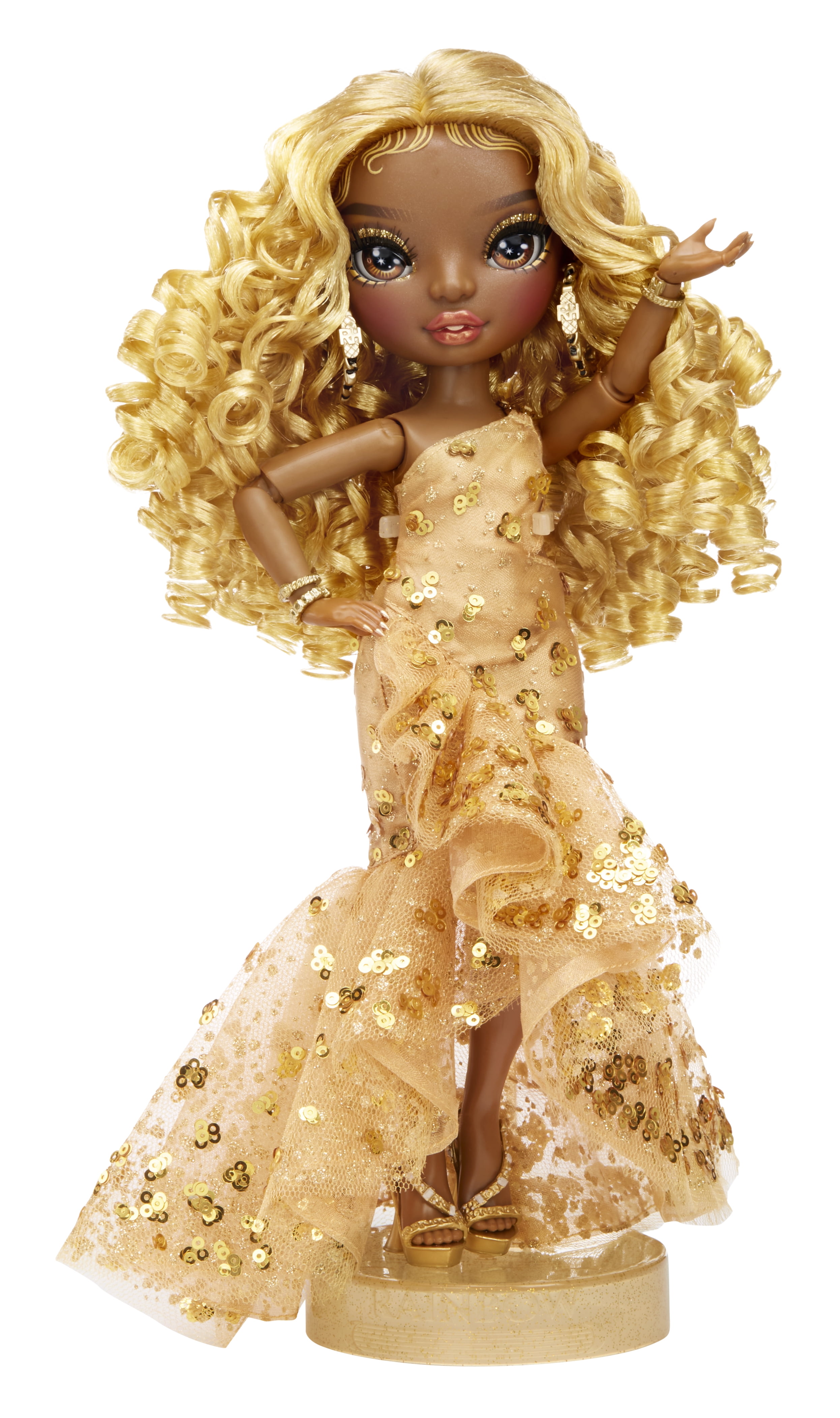 Rainbow Vision Rainbow High Rainbow Divas- Meline Luxe (Gold Yellow) Fashion Doll. 2 Designer Outfits to Mix & Match with Vanity PLAYSET, Great Gift for Kids 6-12 Years Old & Collectors