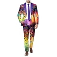 thumbnail image 6 of Valora Men Fahion Outfit Men's Suits Printed Rainbow Long Sleeve Coat and Pants TwoPiece Set for Holiday Parties and Events Yellow 2XL, 6 of 6