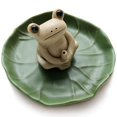 thumbnail image 1 of NAGU Quemador de Incienso de Palo de cerámica 100% Hecho a Mano, Bandeja de Hoja de Loto de Incienso de Rana pequeña, Mini Estatua de Animal Lindo, Quemador de Incienso para el hogar, 1 of 5