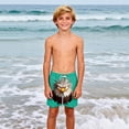 thumbnail image 6 of Quick Dry Boys Swim Shorts with Cartoon Bird Graphic Play Shorts for Kids Elastic Waist Beach Pool Casual Mint Green,Size 5 T, 6 of 9