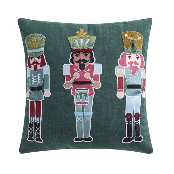 Holiday Time 18" x 18" Multicolor Nutcracker Decorative Pillow