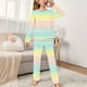 thumbnail image 2 of Odeerbi 2-14 Años Niños Niñas Pijama Suave Manga Larga Tops Pantalones Conjunto Suave Rayas Impreso Sleepwear Franela Dos-Pijamas de Dos Piezas, 2 of 4