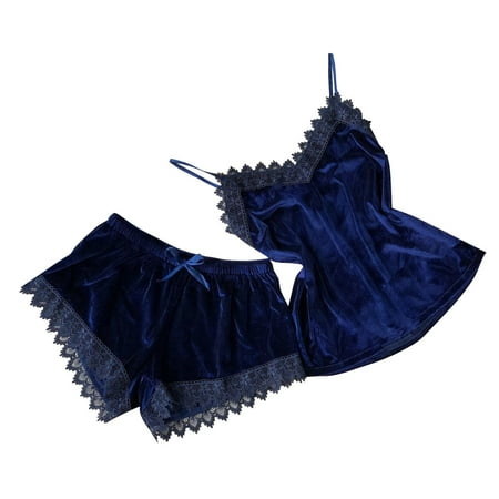 

Suede Lingerie Underwear Sleepwear Nightdress Pajamas Shorts Embroidery Velvet Surface Water Soluble Flower Pajamas Set Of 2