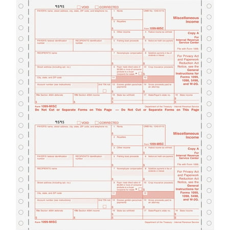 TOPS, TOP22995, 1099 Continuous Miscellaneous Forms, 24 / Pack, White