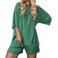 thumbnail image 7 of WAYUTE Short Sets Women 2 Piece Outfits Round Neck T Shirt and Sports Athletic Shorts Casual Comfortable Soft Solid Color Summer Outfit, 7 of 7