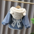 thumbnail image 5 of FAOWME Girls Denim Jacket Baby Thick Clothes Children Warm Cute Padded Jacket White 8-9 Years, 5 of 8