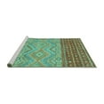 thumbnail image 2 of Ahgly Company Machine Washable Indoor Round Southwestern Turquoise Blue Country Area Rugs, 5' Round, 2 of 4