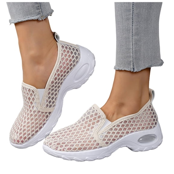 Rokment Women's Mesh Orthopedic Air Cushioned Walking Shoes Comfortable Breathable Arch Support Slip on Nursing Tennis Non-Slip Work Sneakers Sandals