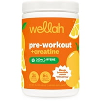 Wellah Pre-Workout   Creatine Powder (30 Servings) Mango Lemonade - 200mg Caffeine, 3g Creatine Monohydrate, 5g Citrulline Malate, Pre-Workout with Creatine Supplement