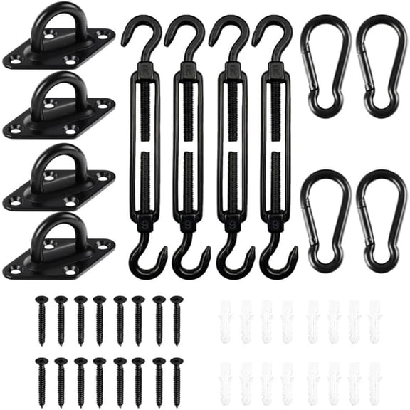 44 Pcs Sun Shade Sail Hardware Kit for Triangle Rectangle Sun Shade Sail Installation,for Patio, Garden Outdoors