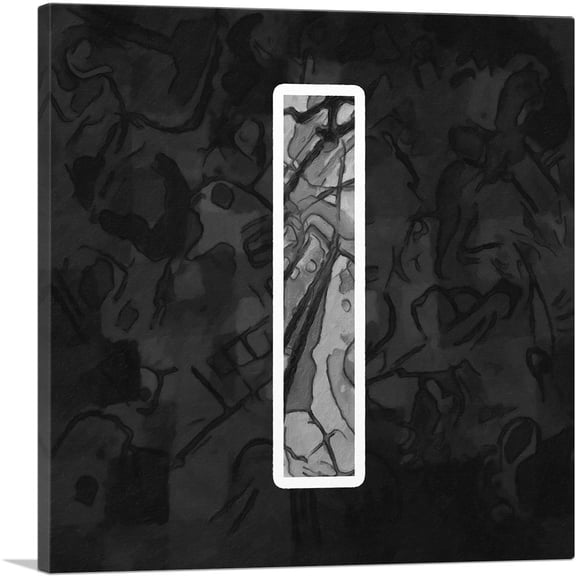 ARTCANVAS Modern Black White Alphabet Letter I Canvas Art Print - Size: 26" x 26" (1.50" Deep)