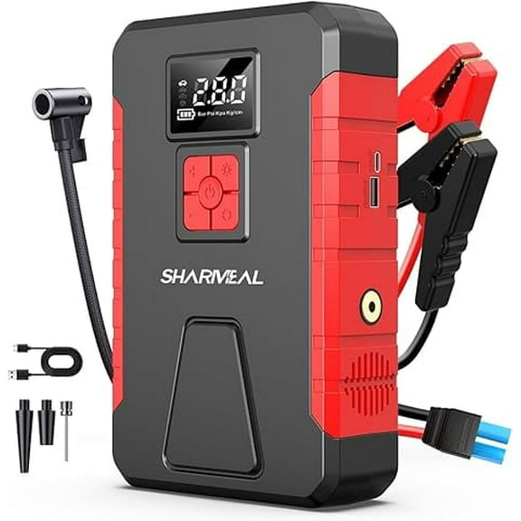 Sharmeal 11000A ,jump starter with air compressor,Includes 1x Portable Jump Starter,Peak 12V Car Battery Jump Starter Product Copy