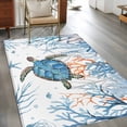 thumbnail image 3 of 3'x5' Area Rugs, Sea Turtle Coastal Indoor Outdoor Area Rug for Living Room Bedroom, Nautical Summer Beach Coral Ocean Washable Bathroom Rugs Kitchen Floor Carpet Mats Home Decor Aesthetic, 3 of 8