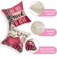 thumbnail image 3 of Valentine''s Day Pink Heart Decorative Throw Pillow Covers 18x18 Set of 4, All You Need is Love Hugs Kisses Cushion Case Decor, Be Mine Buffalo Plaid Anniversary Wedding Home Decoration for Sofa, 3 of 5