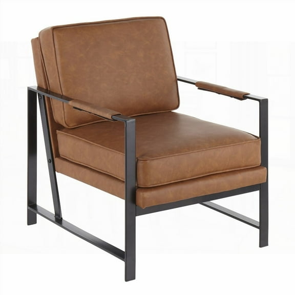 Franklin Arm Chair - 1-Piece Black Metal & Camel Faux Leather, for Living Spaces