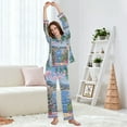 thumbnail image 5 of FORMRS Womens Pajama Set Long Sleeve Top and Pants with Pockets Soft Comfy Lounge Sleepwear, Sizes S-2XL, Blue Floral Window, 5 of 7