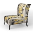 thumbnail image 3 of Designart "Réalités Intersectées en Jaune et Gris II" Chaise d'Appoint Jaune Abstraites Rembourrée - Fauteuil Moderne pour Chambre, 3 of 7