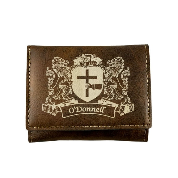 O'Donnell Irish Coat of Arms Rustic Leather Wallet