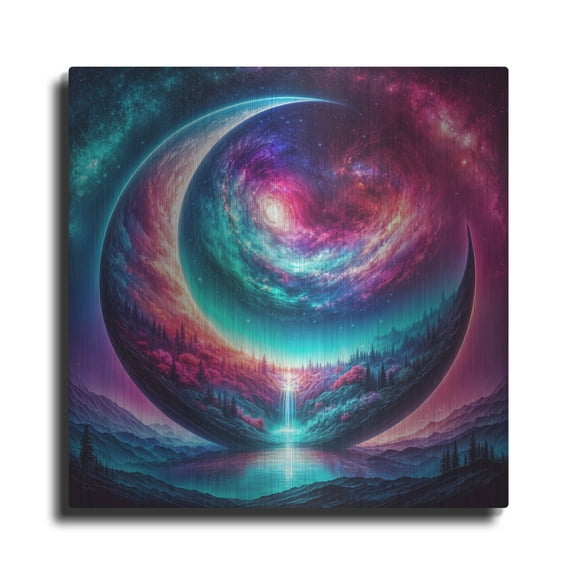 Luxe Metal Art 'Moon World 2' by Rey Klimt Metal Wall Art, 24" x 24"