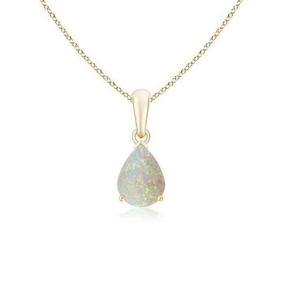 Angara Natural Opal Necklace - Prong Set Pear Shaped Opal Pendant Necklace in 14K Yellow Gold for Women (Size-8x6mm) - October Birthstone Jewelry | 14K Yellow Gold Necklace