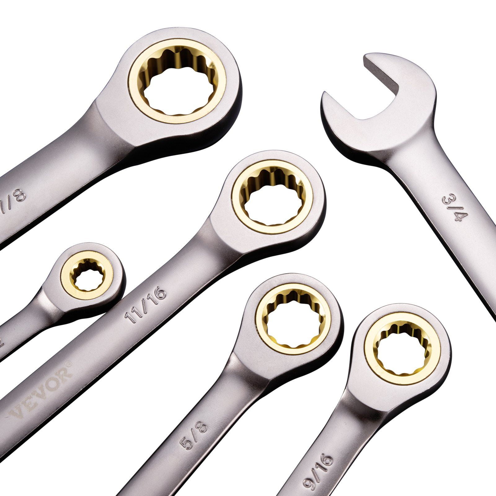 24-Piece Ratcheting Combination Wrench Set with Holder, Cr-V SAE & Metric Sizes (1/4"-7/8" & 8mm-19mm), Ideal for Automotive, Home, and Emergency Repairs