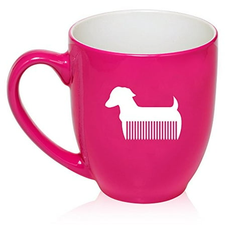 Large Ceramic Dogs 16 oz Large Bistro Mug Ceramic Coffee Tea Glass Cup Pet Dog Grooming Cat Groomer Salon (Hot Pink) ()