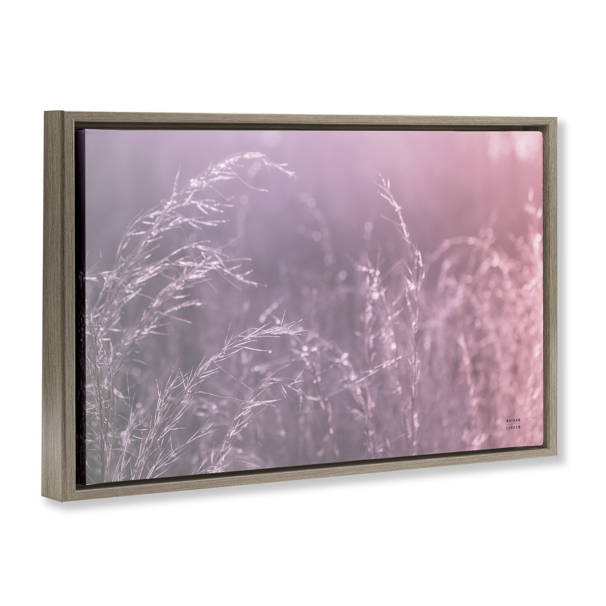 Stupell Industries Pink Meadow at Dawn Brown Framed Floater Canvas Wall Art, design by Nathan Larson