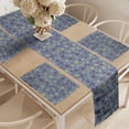 thumbnail image 2 of Ambesonne Paw Print Table Runner & Placemats, Many Animal Foot Marks, Placemat 4 pcs + Runner 12"x90", Ceil Blue Khaki and Redbrown, 2 of 2