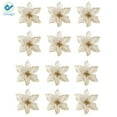 thumbnail image 5 of Deago 12pcs 5.91" Artificial Flower Glitter Poinsettia Flowers For Christmas Tree Ornament Home Wedding Party Floral Décor (Gold), 5 of 6