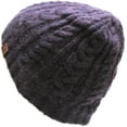 thumbnail image 4 of Purple Premium Soft Cable Knit Beanie Short Skull Cap Ski Warm Hat, 4 of 5
