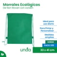 thumbnail image 2 of Pack de 10 Morrales | Bolsas Ecológicos de Non Woven con Cordón | Mochila para Gimnasio, Escuela y Viajes | Bolsa Deportiva | Medidas 33 x 41 cm | Ligeros y Resistentes | UNDA, 2 of 6