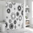 thumbnail image 5 of Polyester Fabric Geometric Black Shower Curtain, Abstract Grey White Boho Circle Dot Waterproof Bathtub Curtain Bathroom Decor Set with Hooks 72 x 84 Inches, 5 of 6