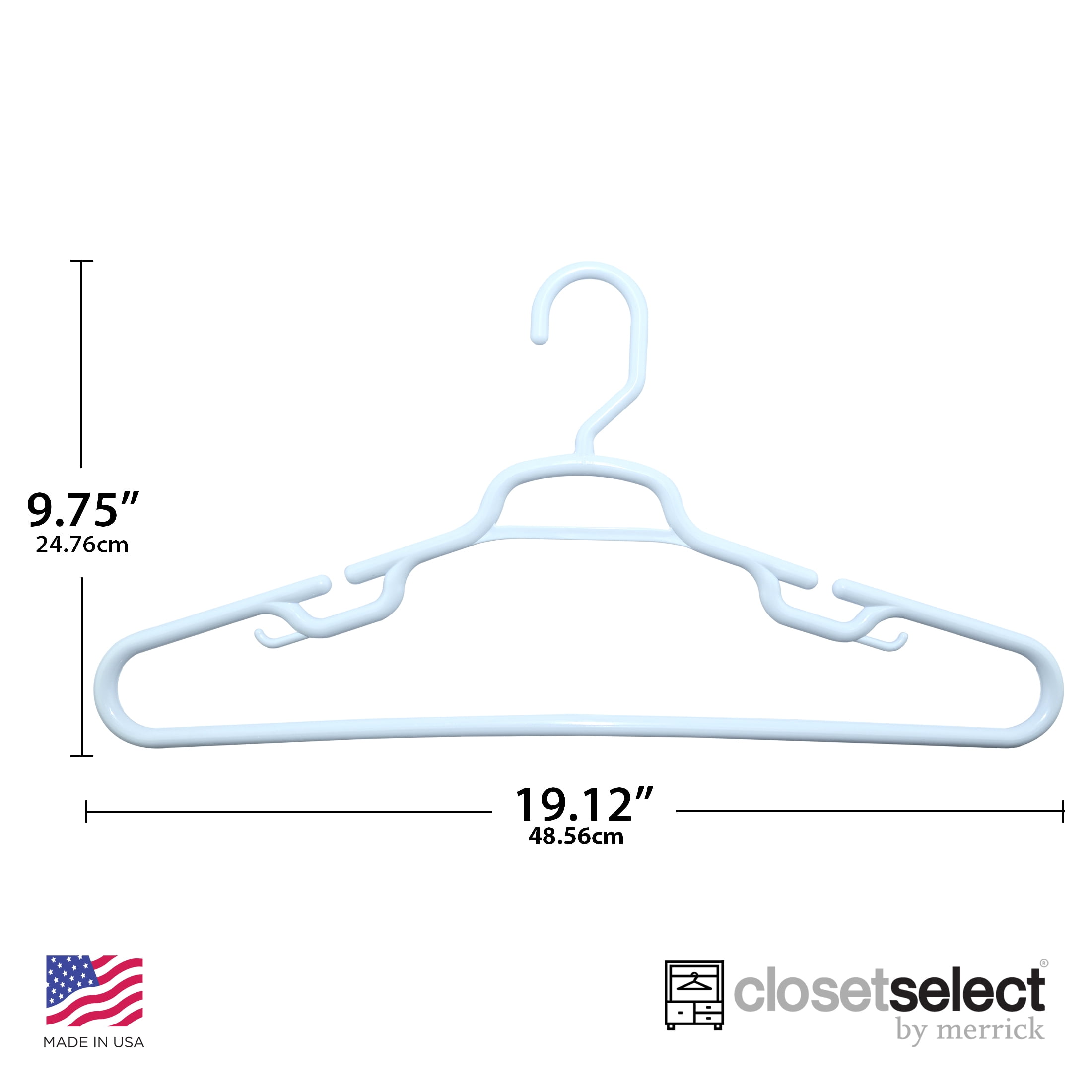 Closetselect Giant Plastic Hangers for Any Clothing Type, White 36 Count, Perfect for Adult and Teens