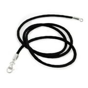 New 24" Black Silk Cord Chain Necklace Sterling Silver