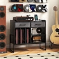 thumbnail image 2 of Costway Grand Meuble pour Tourne-Disque avec Station de Recharge, 2 Tiroirs en Tissu, Tablette Réglable Noir, 2 of 10