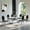 Silver White Table & Silver Black Chair, variant on Elegant 7-Piece Dining Table Set, 68.9" Faux Marble Dining Table & 6 PU Leather Chairs, Stainless Steel Base, Modern Rectangular Kitchen Dining Room Set