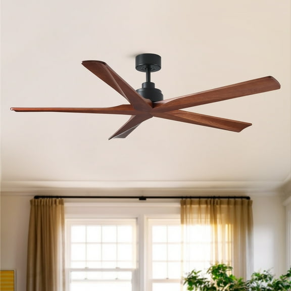 Noaman 60 inch Black Low Profile Ceiling Fan without Light, DC Motor, Remote Control, for Medium Room