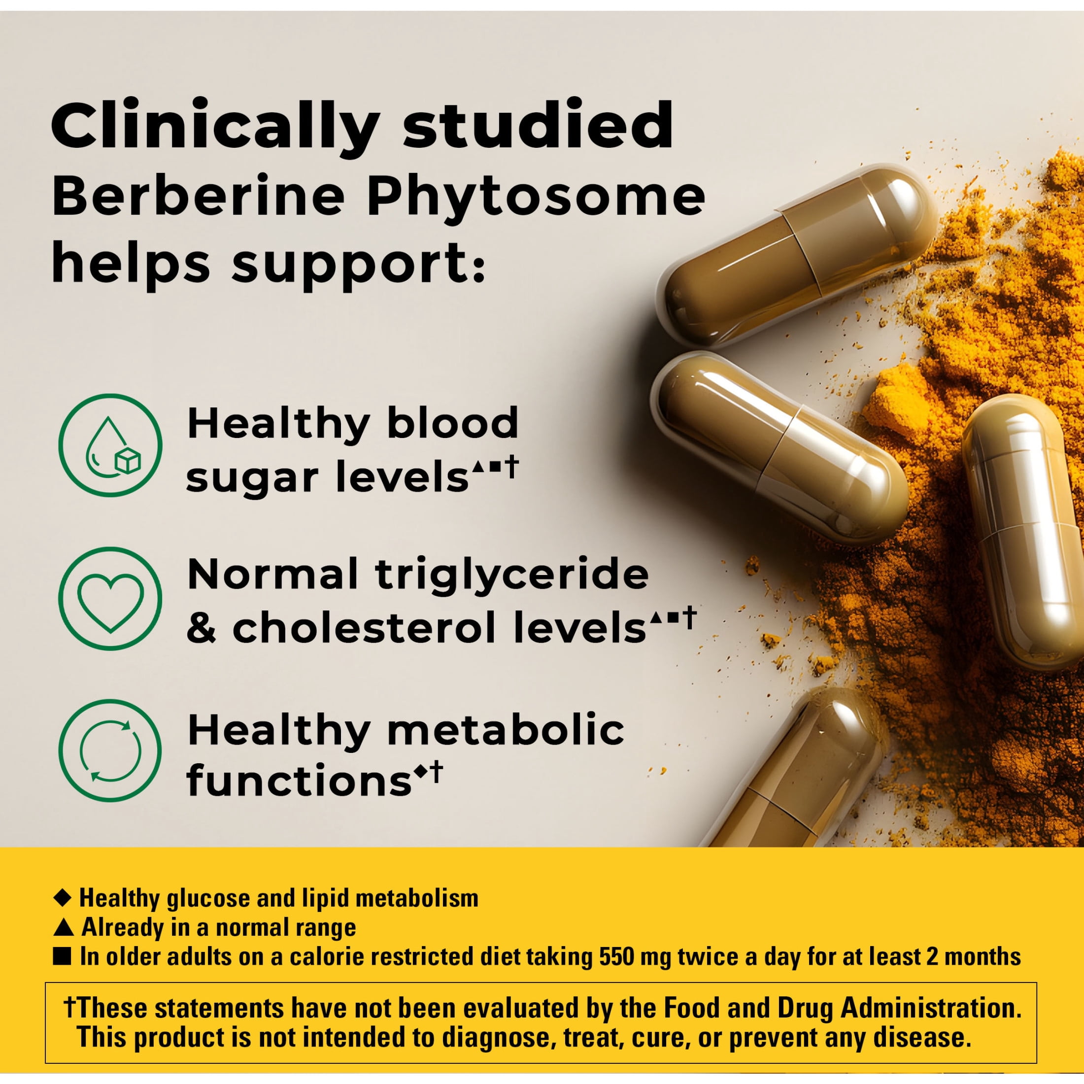 Nature Made Better Absorption Berberine Phytosome Capsules, Berberine Supplement, 60 Count