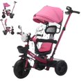 thumbnail image 1 of MAGMALIFE Bebbly Triciclo 4 en 1 para Bebé con Música y Luces, Asiento Giratorio 360°, Cojín Cómodo, Barra de Empuje Ajustable, Sombrilla, Portavasos, Canastas, para Niños de 6 Meses a 5 Años Rosa, 1 of 8