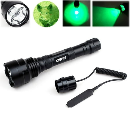 Okeba 600 Lumen 3 x Ultra Bright LED Hunting Tactical Flashlight with  Remote Pressure, Green