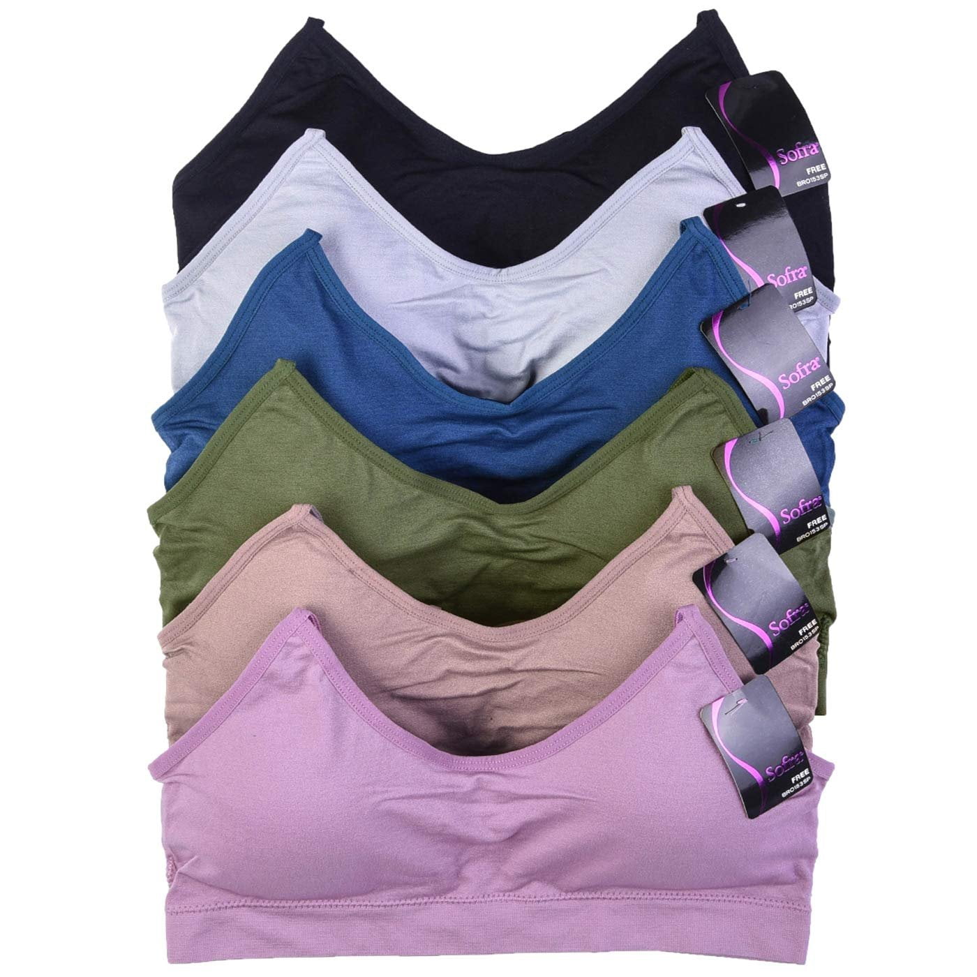 DailyWear Womens Sports Bra 6 Pack Various Style One Size, Plus Size