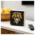 thumbnail image 3 of Pittsburgh Penguins 6" Square Fan Chant Wood Block Shelf Sign, 3 of 3