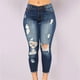 thumbnail image 2 of Moda Mujer Bolsillos Botón Cintura media Flaco Ripped Jeans Pantalones Agujero Pantalones de mezclilla Fridja hfkajh100394, 2 of 7