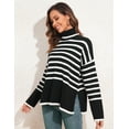 thumbnail image 6 of PrettyGuide Women's Oversized Turtleneck Sweaters Casual Long Sleeve Side Slit Knit Tunic Pullover Sweater Tops, 6 of 9