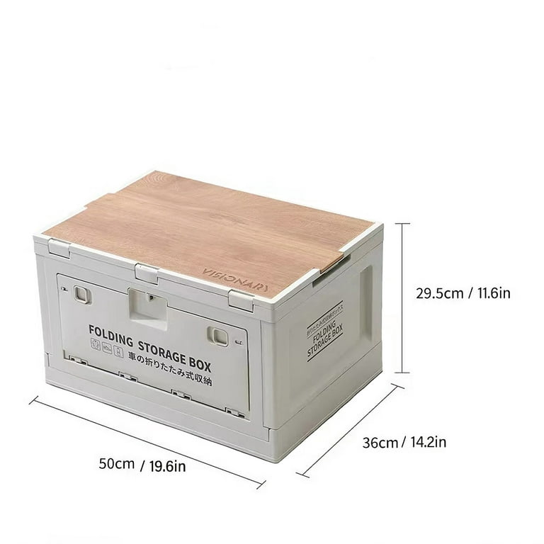 Outdoor Camping Folding Box With Wooden Lid Car Storage Box Food